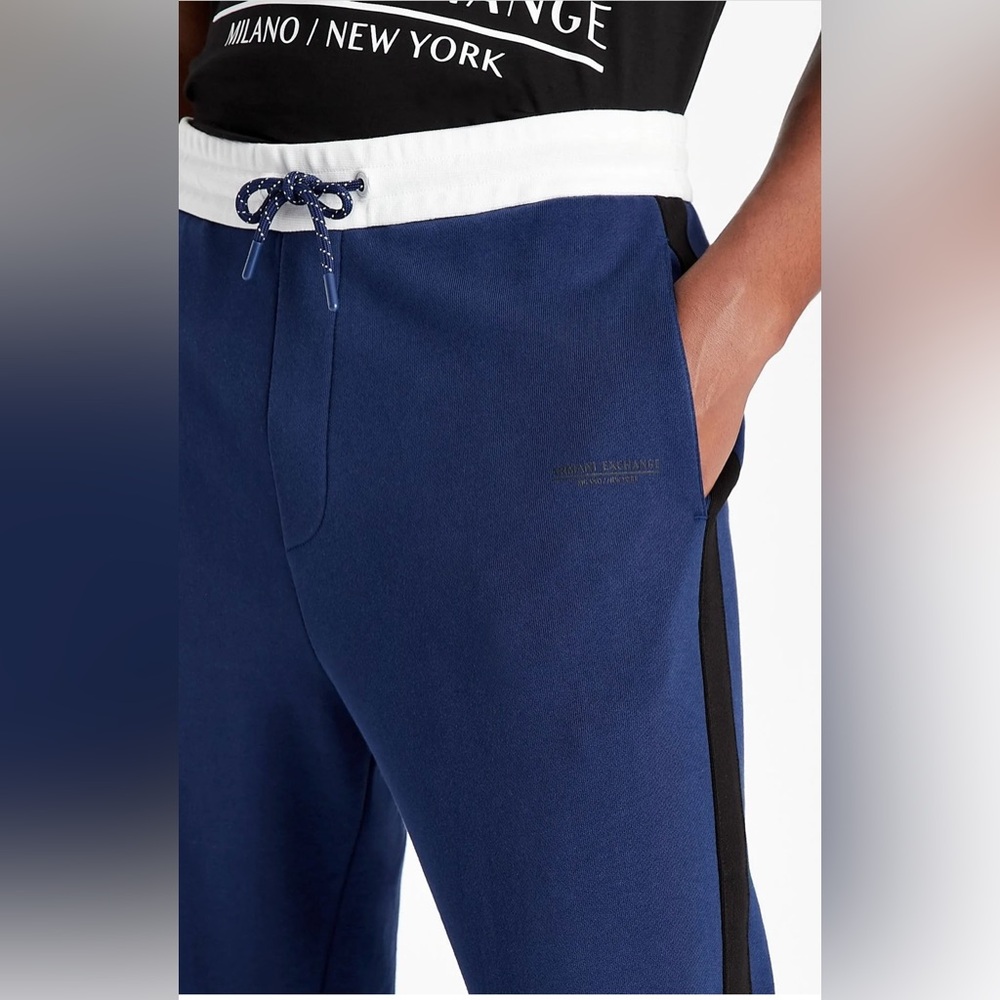 ARMANI EXCHANGE TROUSER NAVY BLACK WHITE SWEATPANT 3LZPLA ZJ4XZ 85BM